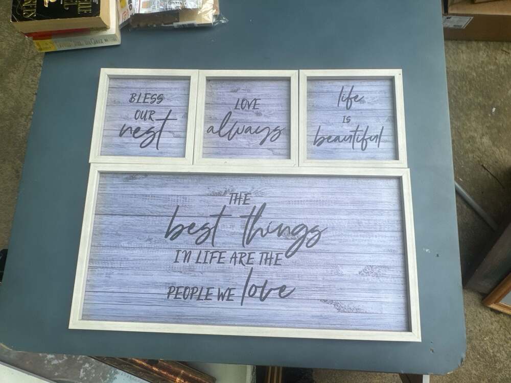 White Framed 4-Piece Rustic Wall Art Set - Bless Our Nest, Love Always, Life is